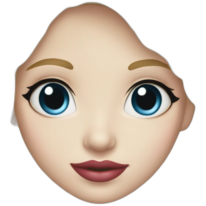 blonde girl with silky blonde hair , darker blue eyes and white skin and rose lips emoji