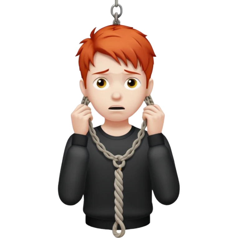 red head boy hanging from noose emoji