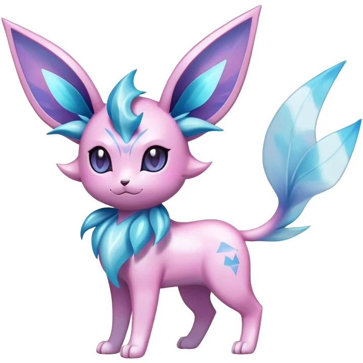 Shiny Cool Sparkly Cute Ethereal Espeon-Glaceon-Sylveon-Vaporeon-Fakemon-hybrid-fusion- full body emoji