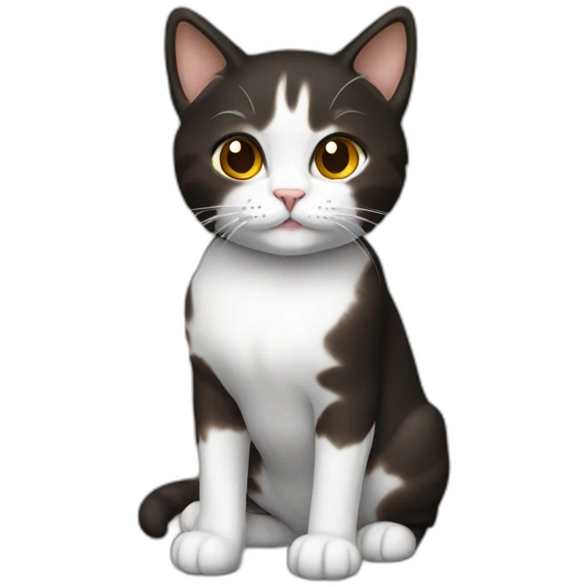 cat full body black brown white emoji