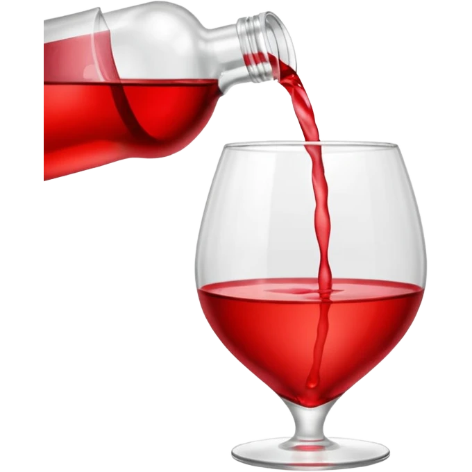 Pouring red colour water in heart shape glass emoji