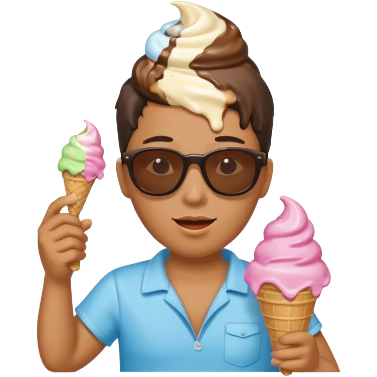 At the beach with ice cream  emoji