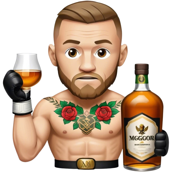 Conor mcreggor in the octagon with whiskey emoji