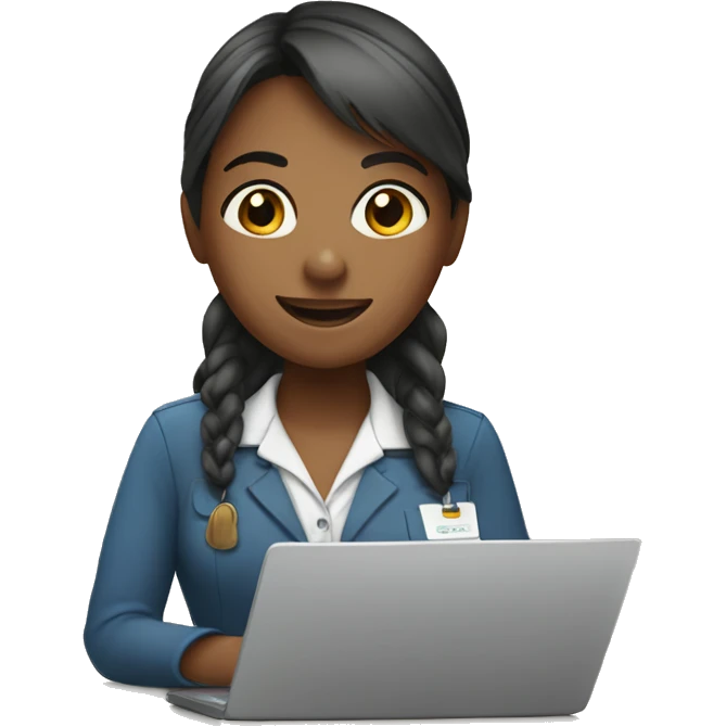 Girl working online customer service emoji