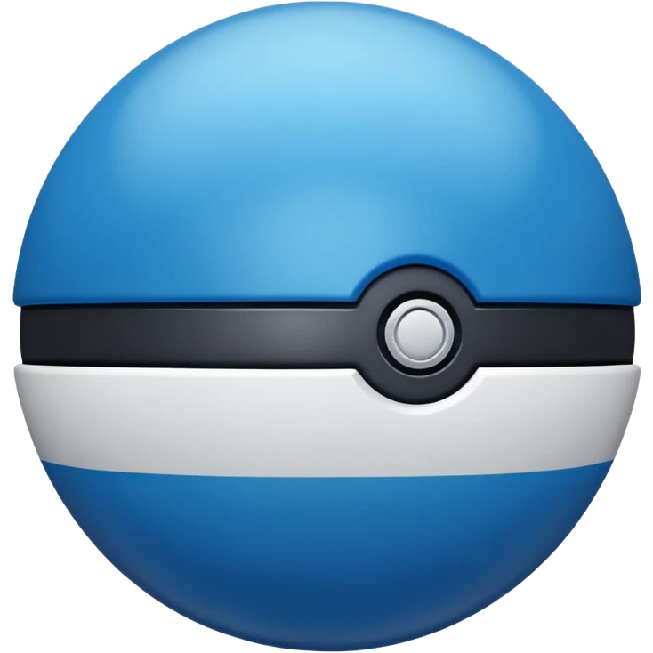 blue pokeball emoji, top half is a more saturated blue, bottom half is white, black stripe, with a metallic sheen emoji