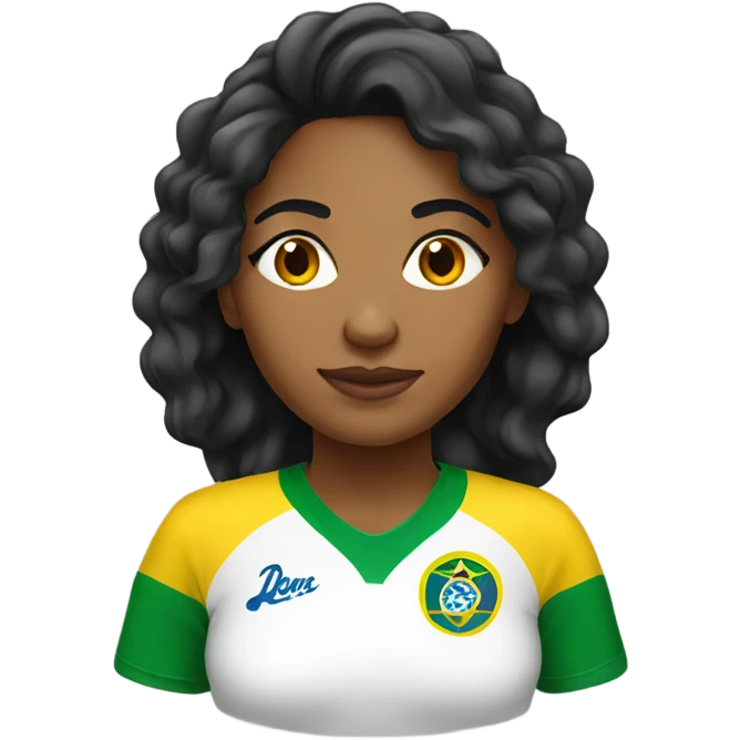 Brazilian women with brazil jersey and hair black emoji