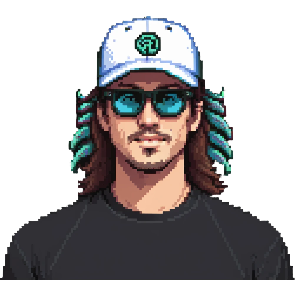 guy with mullet and baseball cap, wearing polarized Pit Viper glasses emoji