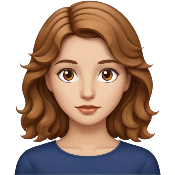 Woman with light brown wavy hair and brown eyes emoji