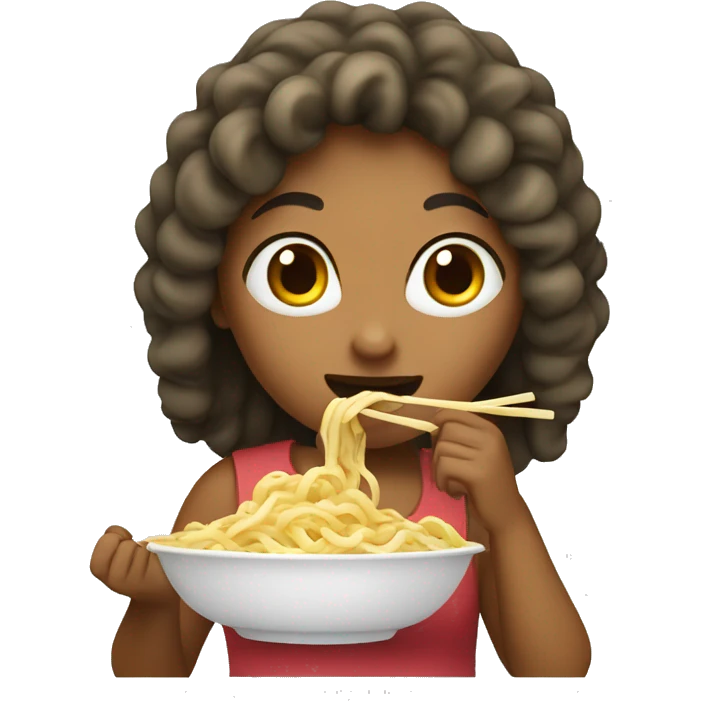a girl eating roman noodles  emoji