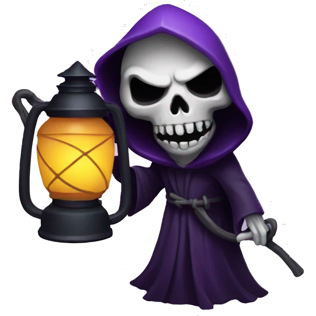 Creepy Purple grim reaper holding a lantern emoji