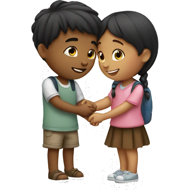 girl and boy kissing with pinky promise  emoji