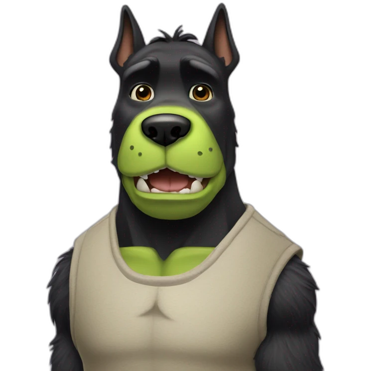 Shrek with a miniature black schnauzer emoji