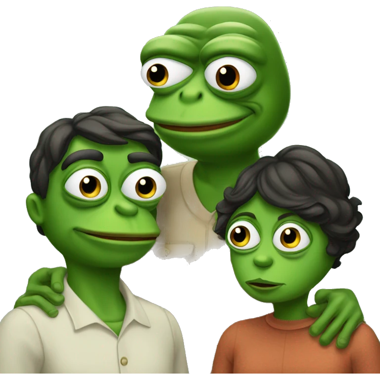 pepe the frog family with 2 parents and 2 children emoji