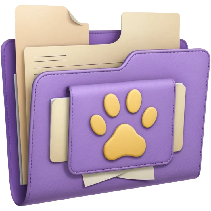 a pastel folder of documents with a pawprint on it emoji