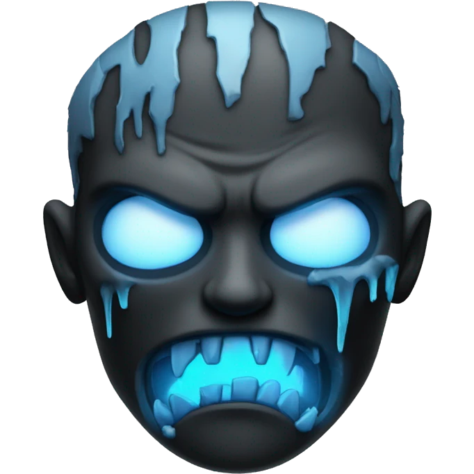 Dark black gray silver maroon zombie face photograph detailed blue flames in mouth blue glow emoji