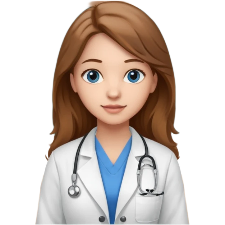 university classroom that says nursing school on the blackboard with a pretty female nursing student with long brown hair, blue eyes emoji