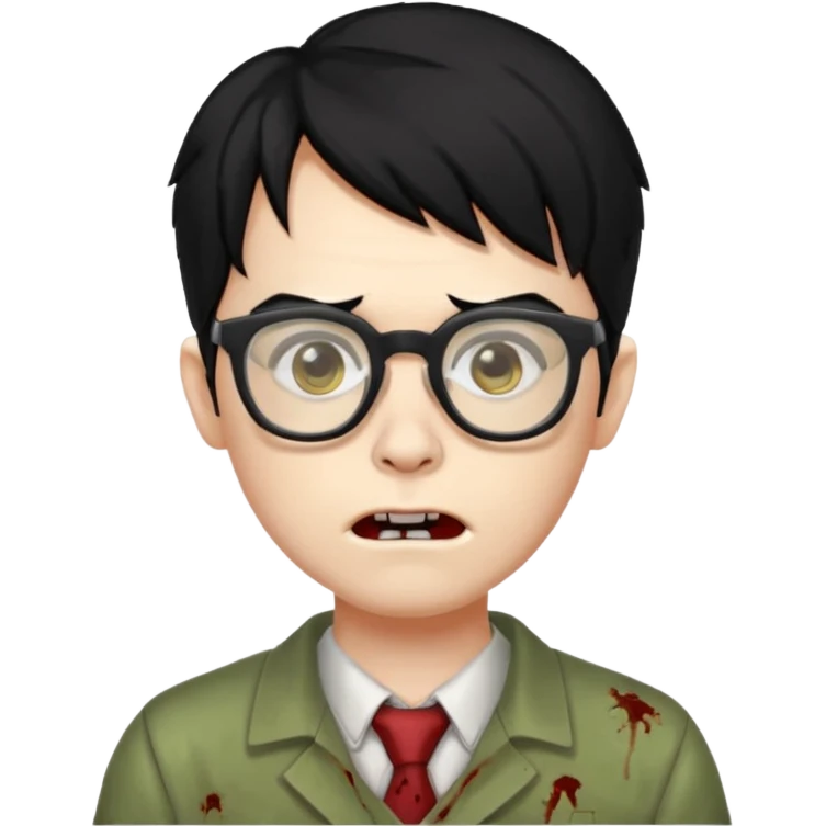 Zombie nerd cabelo preto emoji