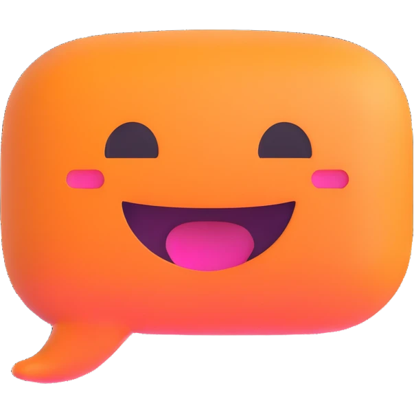 chat bubble with cheerful expression emoji