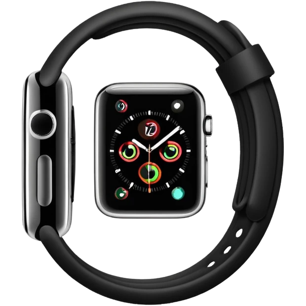 a black apple watch with rings and a #00DDC5 band in the style of an ios emoji  emoji
