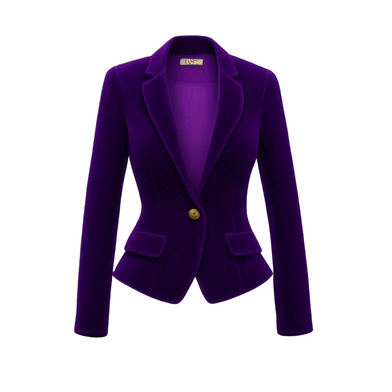Realistic isolated dark purple velvet feminine fashion blazer. emoji
