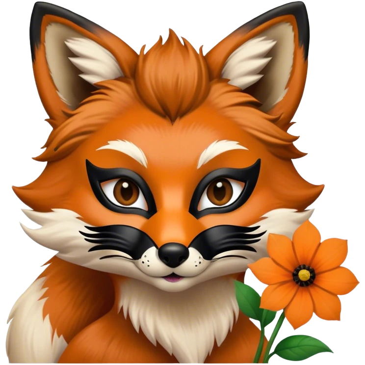 zorro con una flor emoji