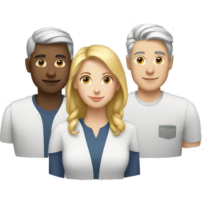 a group of three white people working together emoji