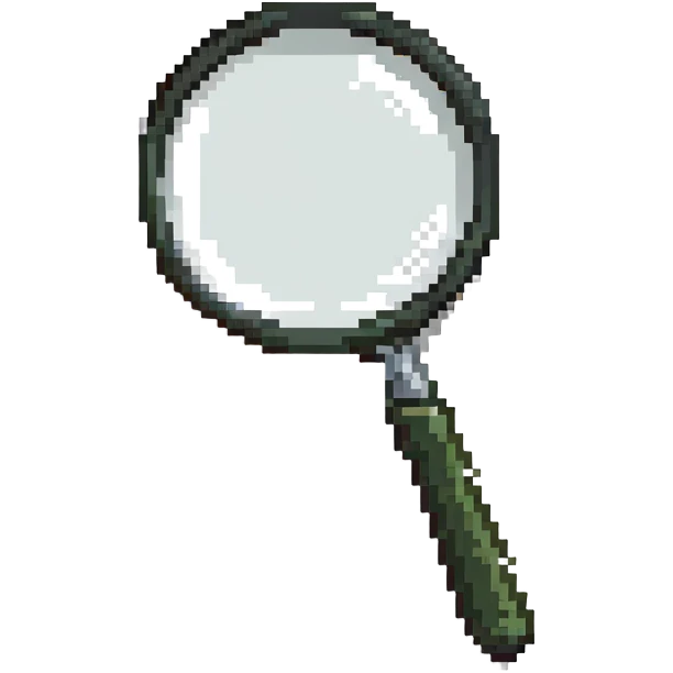 A detailed magnifying glass showing pixel details emoji
