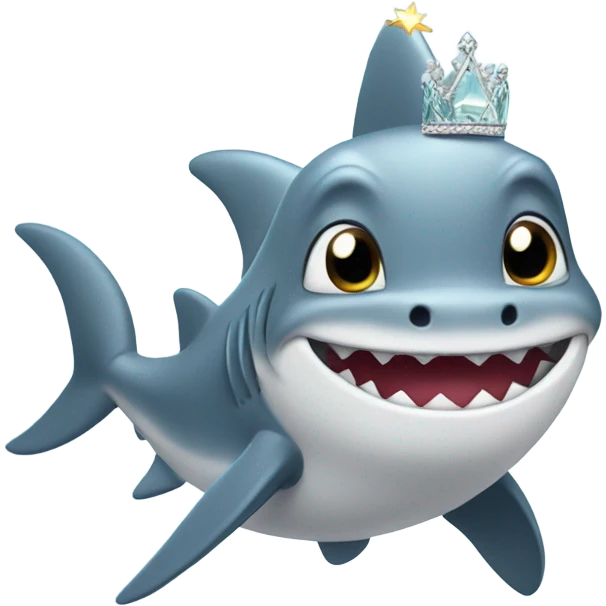 Cute shark with a wand and tiara emoji