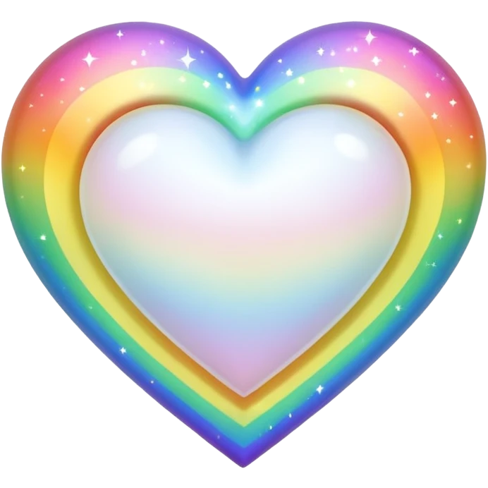 white heart with a rainbow sparkle emoji