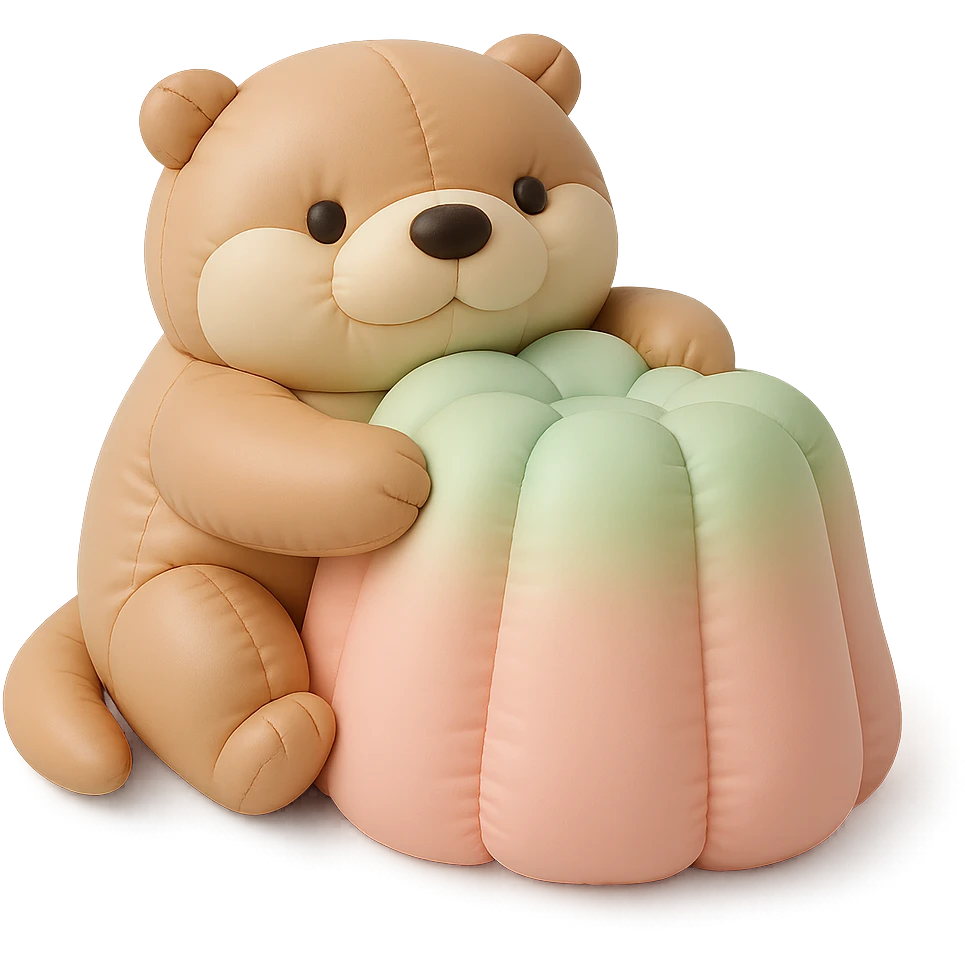 otter hugging pastel jelly cake in cushion style emoji