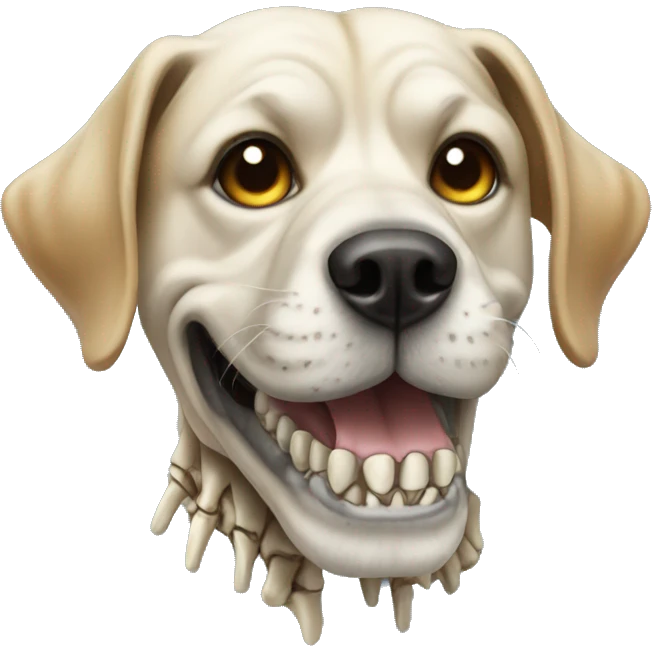 Dog wearing a skeleton skull emoji