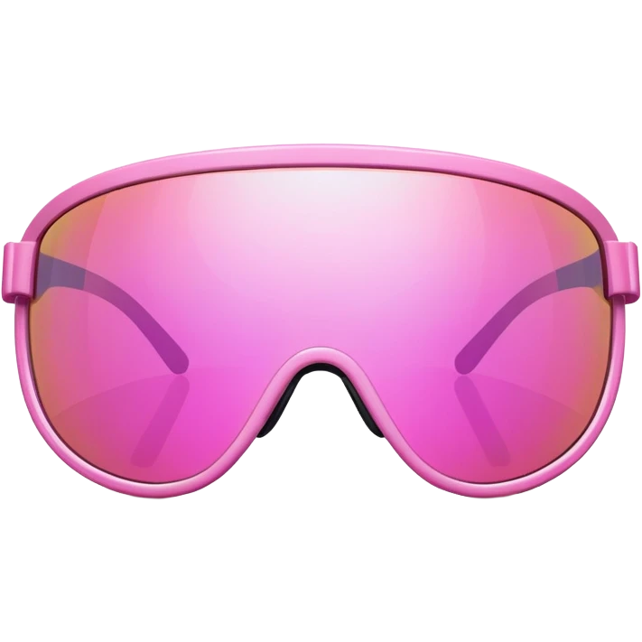 pink mirrored shield visor glasses with reflective surface, high fashion Y2K design emoji