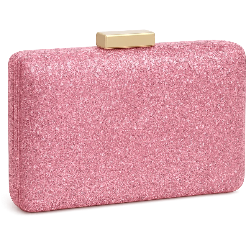 girly sparkling clutch bag, pink color, no background emoji