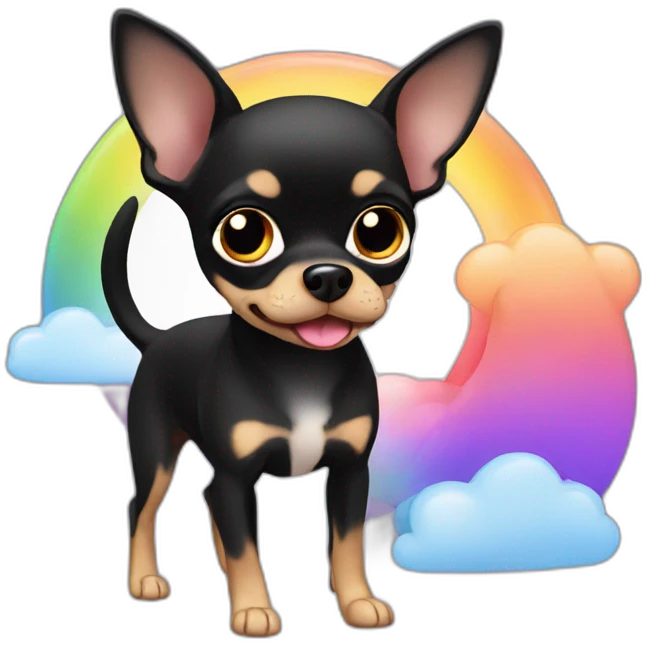 Black chihuahua with rainbow emoji