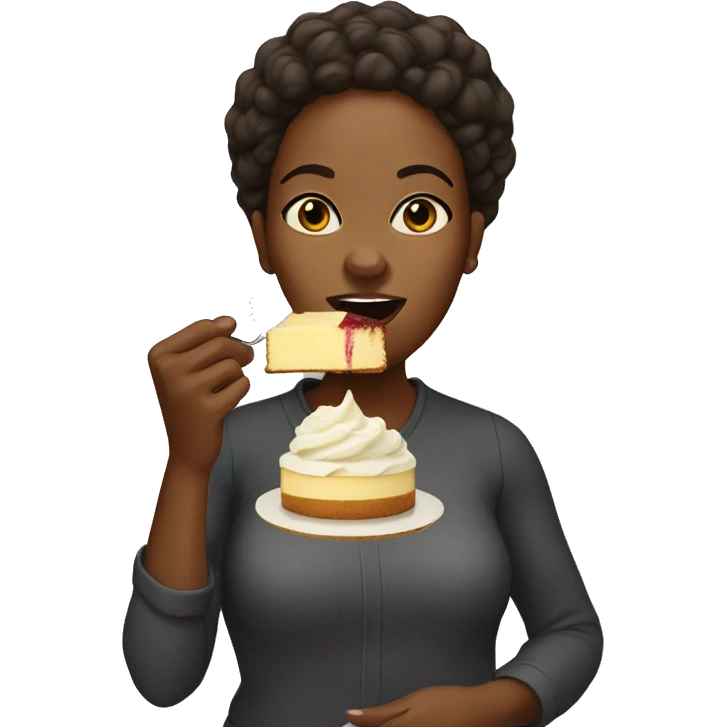 Black woman eating cheesecake emoji