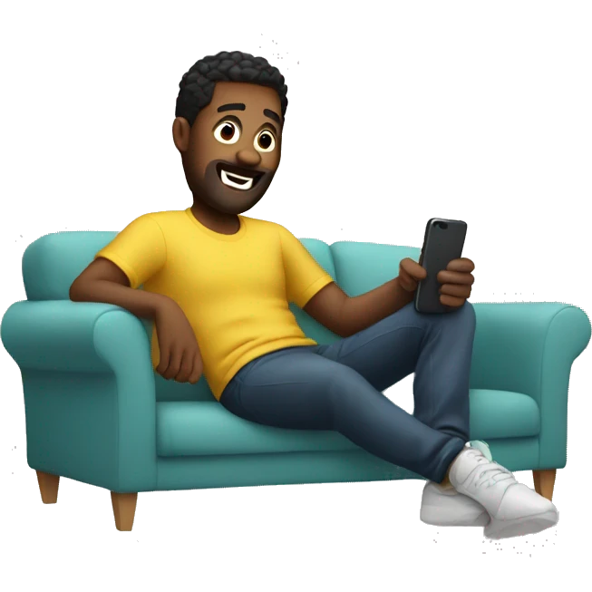 man on a sofa using TikTok emoji