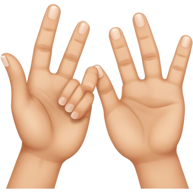 two hands with index fingertips touching, thumbs straight emoji