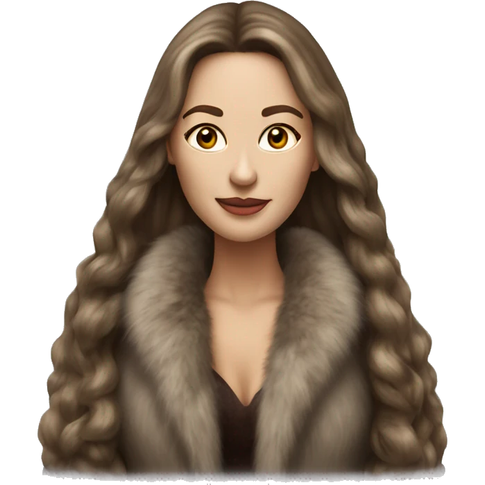 Beautiful realistic long hair light brunette mob wife with fur coat emoji