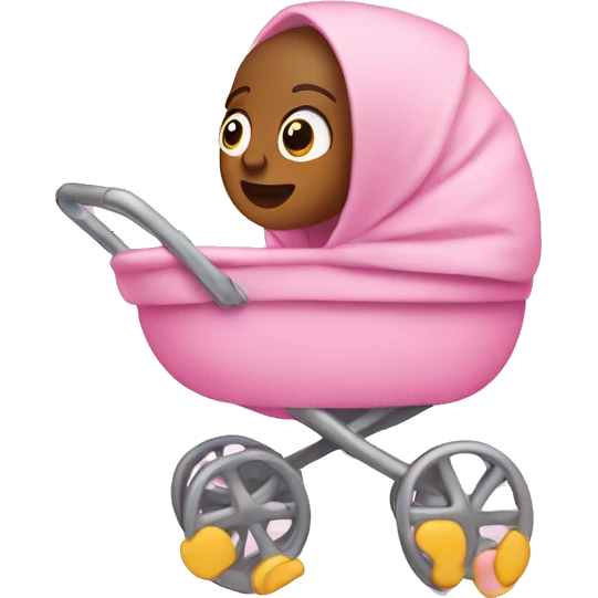 Newborn in a pink stroller  emoji
