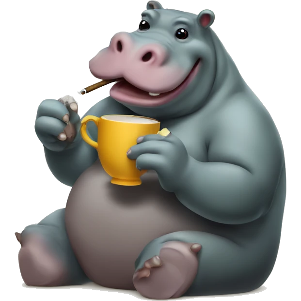 A hippopotamus smoking tea emoji