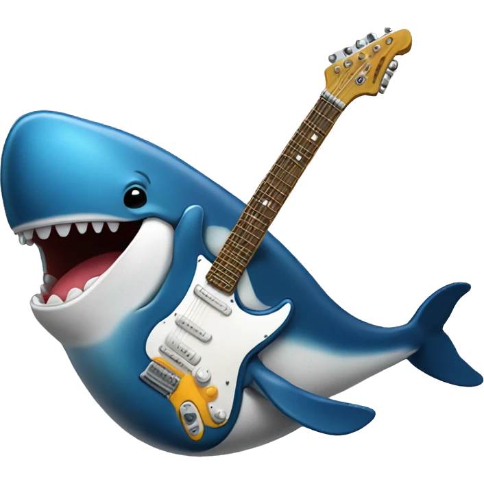 Whale playing an electric guitar emoji