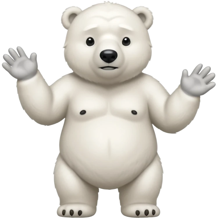 Make a humanoid polar bear shrugging looking doubtful, showing only from chest above, no legs emoji