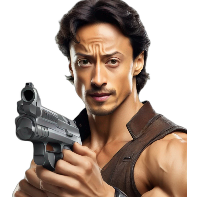 tiger shroff with gun emoji