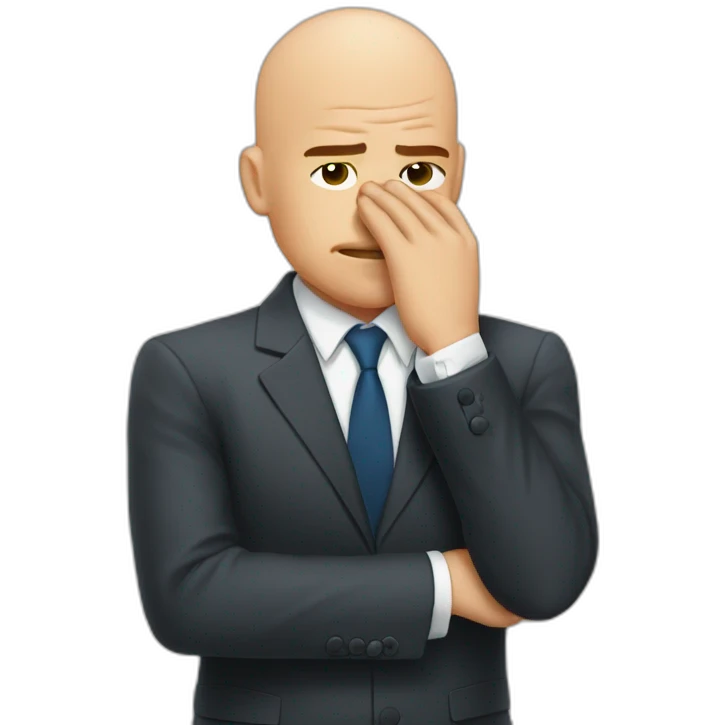  Bald facepalm in a suit emoji