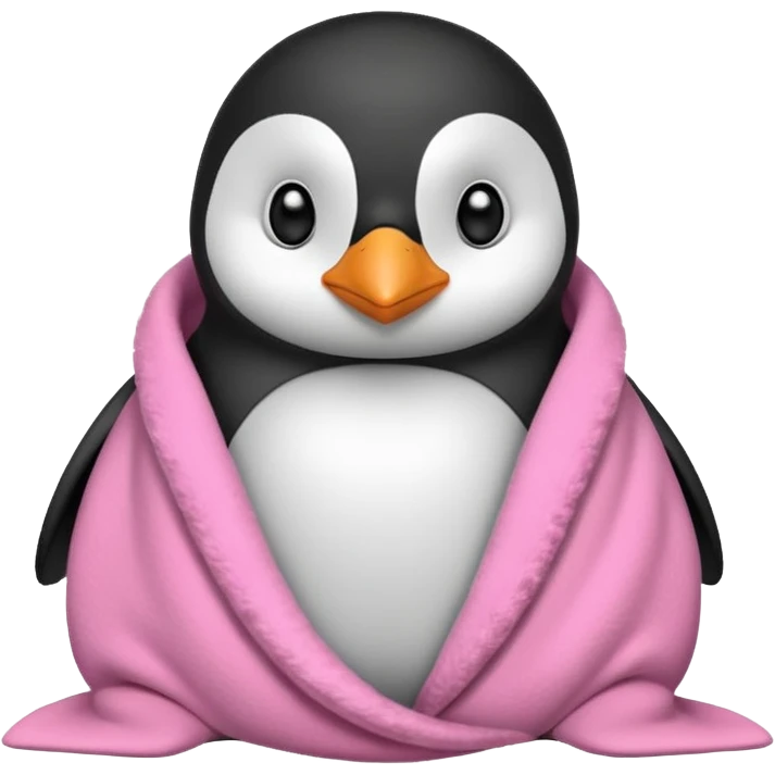 A cute penguin snuggled in a pink blanket  emoji