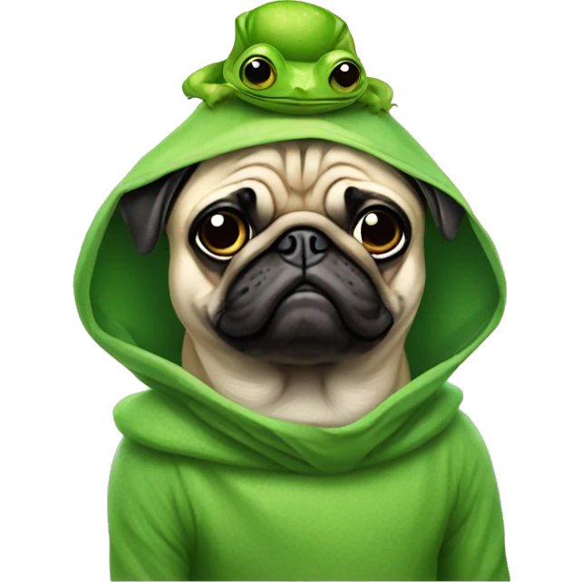 Pug dressed like a frog emoji