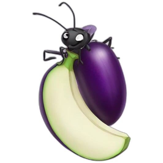 Ant eating eggplant emoji