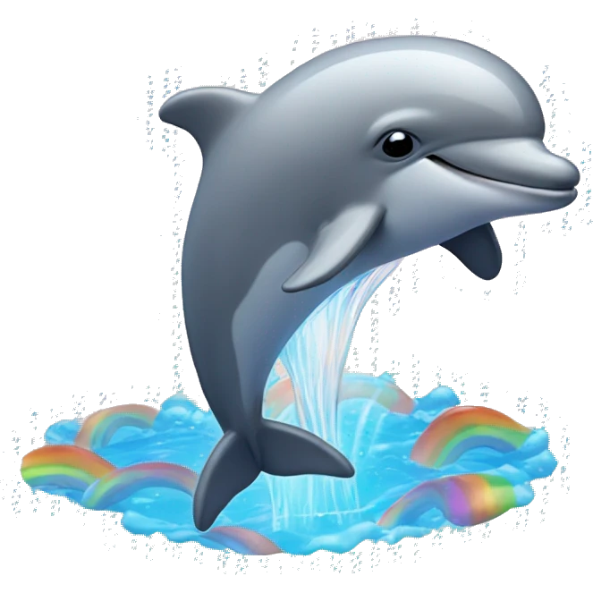 dolphin over rainbow water  emoji