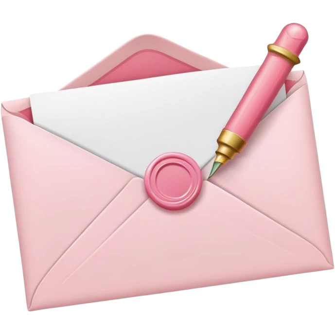 White envelope with powder pink sealing wax, cute emoji