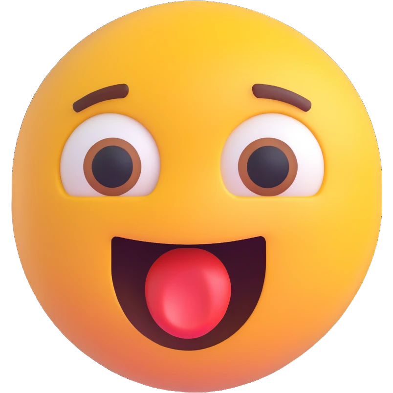 Shocked emoji in 3D style with a surprised expression, variant 1, no background, transparent background. emoji